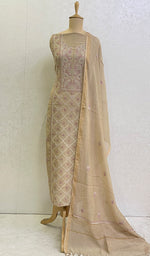 Load image into Gallery viewer, Women&#39;s Lakhnavi Handcrafted Maheswari Mul Chanderi Kurta And Dupatta Set-HONC062036
