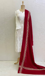 Load image into Gallery viewer, Women&#39;s Lucknowi Handcrafted Pashmina Chikankari Shawl - Honc0107047
