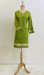 Load image into Gallery viewer, Women&#39;s Lakhnavi Handcrafted Tussar Silk Chikankari Kurti - HONC0155736
