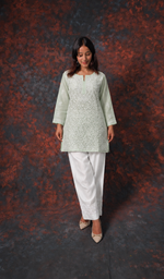 Women's Lakhnavi Handcrafted Cotton Chikankari Top - HONC0392432