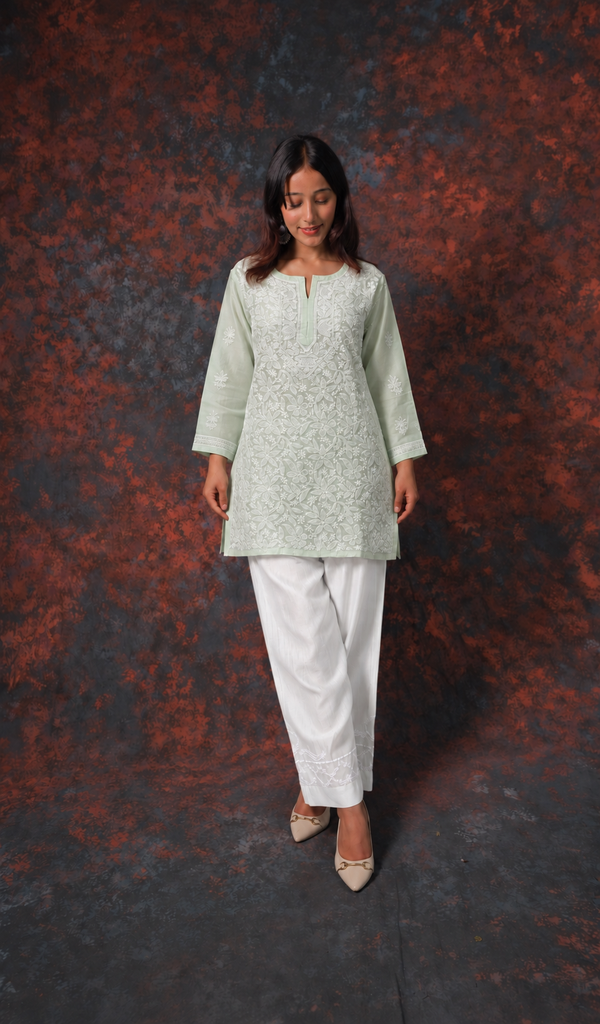 Women's Lakhnavi Handcrafted Cotton Chikankari Top - HONC0392432