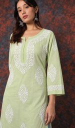 Women's Lucknowi Handcrafted Cotton Chikankari Kurti- HONC0234245