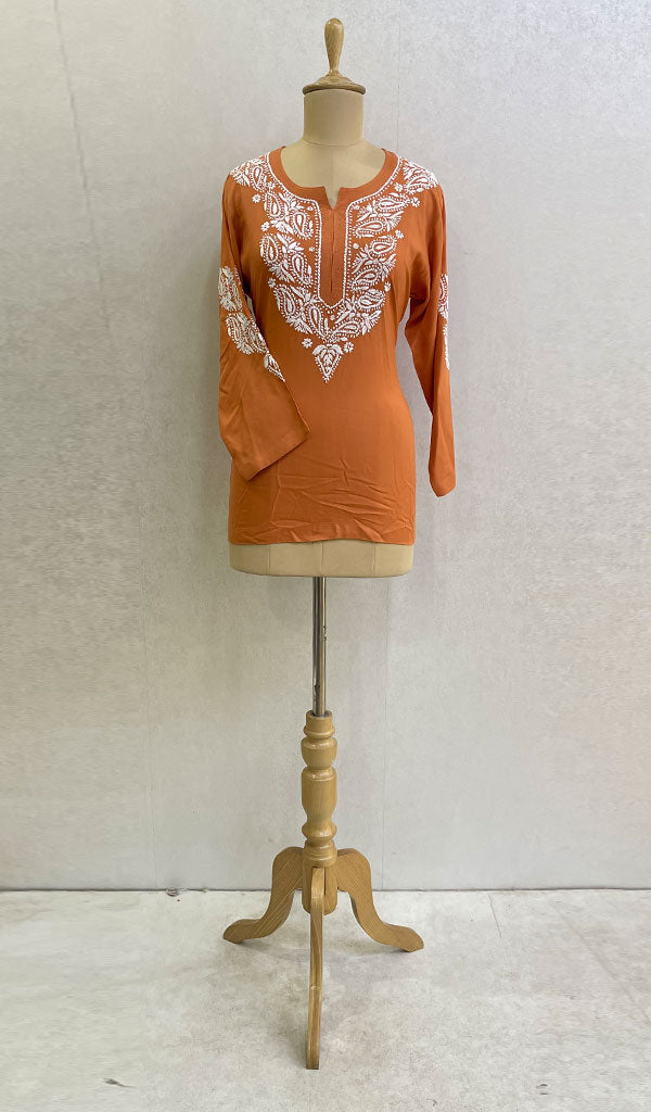 Women's Lakhnavi Handcrafted Modal Cotton Chikankari Top - HONC0131785