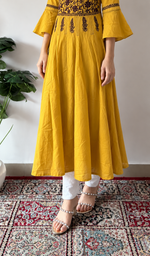 Women's Lucknowi Handcrafted Cotton Chikankari Long Dress - HONC0340007