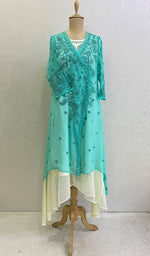 Load image into Gallery viewer, Haaya Women&#39;s Lakhnavi Handcrafted Faux-Georgette Chikankari Dress - HONC0137238