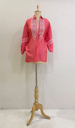Load image into Gallery viewer, Fiza Women&#39;s Lakhnavi Handcrafted Chanderi Silk Semi- Stitched Chikankari Top - HONC0201379
