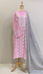 Load image into Gallery viewer, Women&#39;s Lakhnavi Handcrafted Maheshwari Mul Chanderi Kurta And Dupatta Set- HONC0200019
