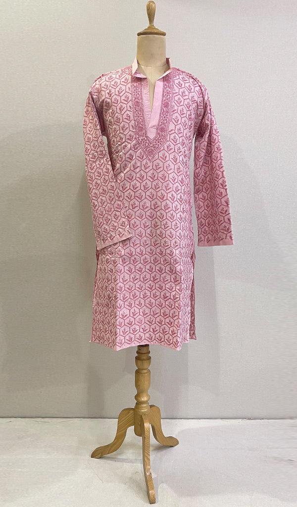 Men's Lucknowi Handcrafted Cotton Chikankari Kurta - HONC0200998