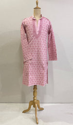 将图像加载到图库查看器中， Men&#39;s Lucknowi Handcrafted Cotton Chikankari Kurta - HONC0200998
