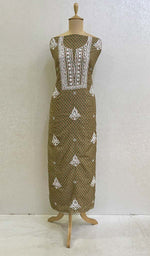 Load image into Gallery viewer, لکھنؤی ہاتھ سے تیار شدہ سوتی چکنکاری بغیر سلی ہوئی قرتی فیبرک - Honc086727