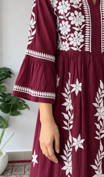 Women's Lucknowi Handcrafted Cotton Chikankari Dress - HONC060141