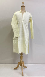 Load image into Gallery viewer, Men&#39;s Lucknowi Handcrafted Cotton Chikankari Kurta - HONC0201004
