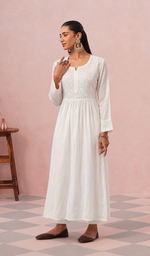 Women's Lucknowi Handcrafted Cotton Chikankari Kurti - HONC0220760