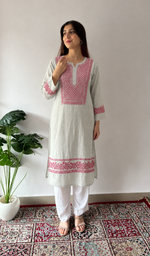 Shabina Women's Lucknowi Handcrafted Cotton Chikankari Kurti - HONC0193811