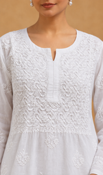 Women's Lucknowi Handcrafted Cotton Chikankari Kurti - HONC0113609