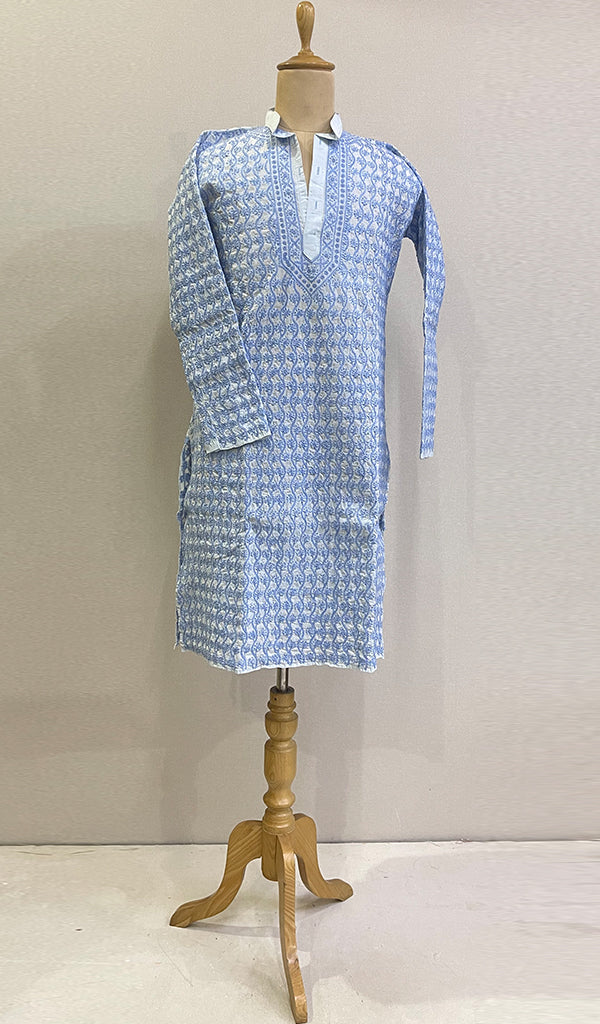 Men's Lucknowi Handcrafted Cotton Chikankari Kurta - HONC0201005