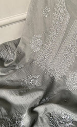 Load image into Gallery viewer, Women's Lakhnavi Handcrafted Mul Chanderi Unstitched Chikankari Full Suit Material - HONC0328320