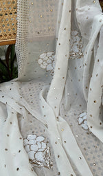 Load image into Gallery viewer, Women&#39;s Lakhnavi Handcrafted Pure Silk Georgette Chikankari Saree - HONC0278767
