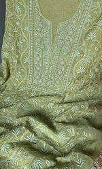 将图像加载到图库查看器中， Women&#39;s Lakhnavi Handcrafted Mul Chanderi Unstitched Kurta And Dupatta Set- HONC0281009
