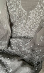 Load image into Gallery viewer, Women&#39;s Lakhnavi Handcrafted Mul Chanderi Semi - Stitched Kurta And Dupatta Set - HONC0296168
