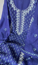 Load image into Gallery viewer, Saziya Women&#39;s Lakhnavi Handcrafted Mul Chanderi Semi - Stitched Kurta And Dupatta Set - HONC0307235
