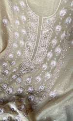 Load image into Gallery viewer, Women's Lakhnavi Handcrafted Mul Chanderi Unstitched Chikankari Full Suit Material - HONC0312089