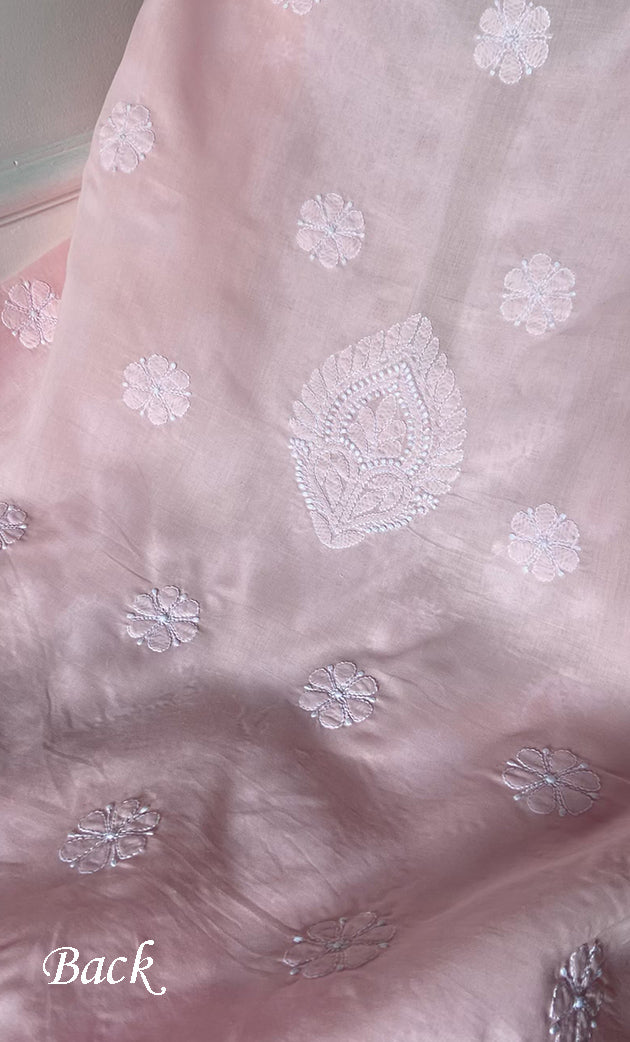 Women's Lakhnavi Handcrafted Cotton Chikankari Unstitched Kurti Fabric - HONC0318476