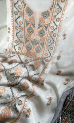 Load image into Gallery viewer, Women's Lakhnavi Handcrafted Unstitched Mul Chanderi Kurta And Dupatta Set - HONC0323577