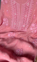 Load image into Gallery viewer, Women&#39;s Lakhnavi Handcrafted Mul Chanderi Unstitched Kurta And Dupatta Set- HONC0310810
