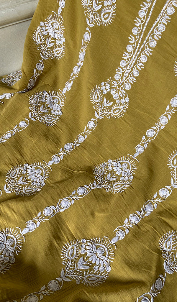 Women's Lakhnavi Handcrafted Cotton Unstitched Kurta And Dupatta Set - HONC0362874