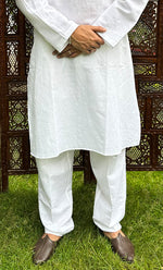 Load image into Gallery viewer, Men&#39;s Lucknowi Handcrafted Cotton Chikankari Kurta - HONC0217036
