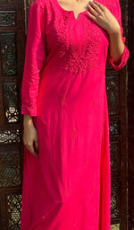 将图像加载到图库查看器中， Women&#39;s Lucknowi Handcrafted Modal Cotton Chikankari Kurti - HONC0232280
