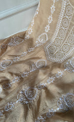 将图像加载到图库查看器中， Javeria Women's Lakhnavi Handcrafted Mul Chanderi Unstitched Kurta And Dupatta Set- HONC0326143