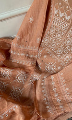 Load image into Gallery viewer, Women's Lakhnavi Handcrafted Mul Chanderi Semi - Stitched Kurta And Dupatta Set - HONC0281964