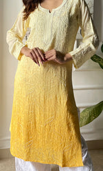 Load image into Gallery viewer, Women&#39;s Lakhnavi Handcrafted Viscose Georgette Chikankari Kurti- HONC0270975
