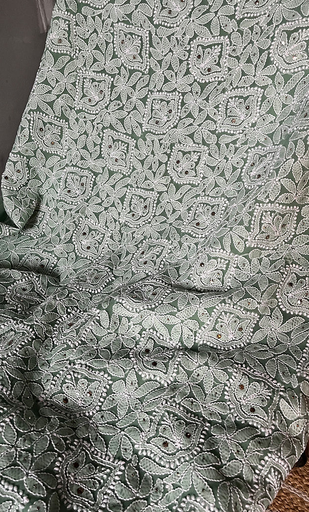 Women's Lucknowi Handcrafted Faux-Georgette Chikankari Suit Material - HONC0263405