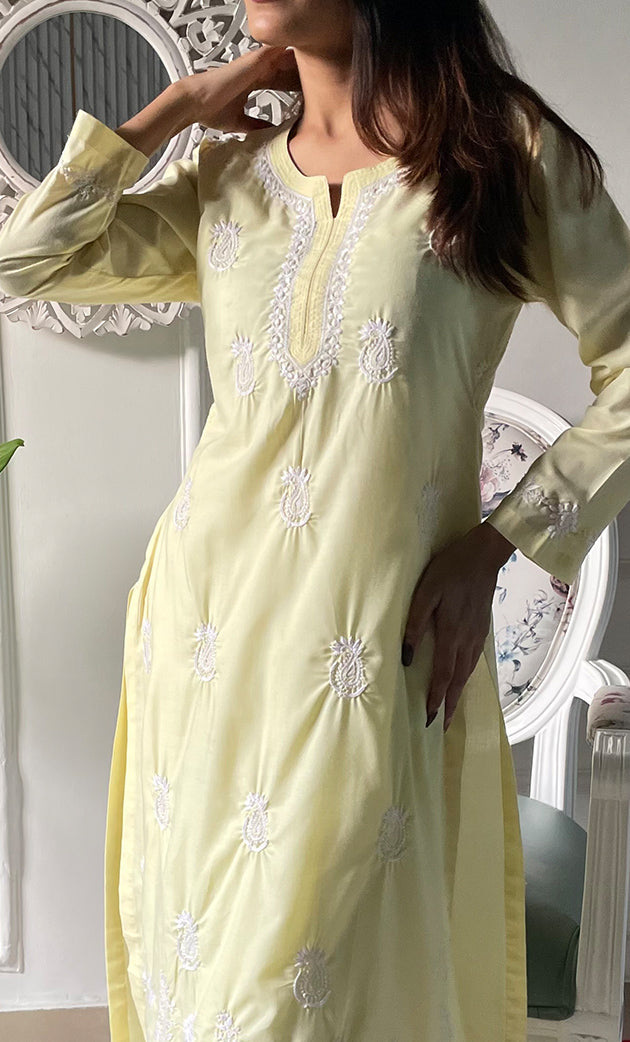 Women's Lucknowi Handcrafted Cotton Chikankari Kurti - HONC0330718