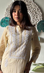 Load image into Gallery viewer, Women&#39;s Lakhnavi Handcrafted Kota Cotton Chikankari Kurti - HONC0306026
