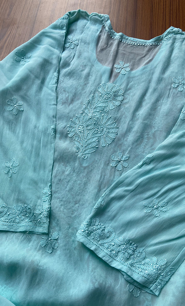 Turquoise Lucknowi Chikankari kurtas