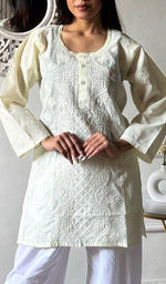 Load image into Gallery viewer, Women's Lakhnavi Handcrafted Cotton Chikankari Top - HONC0347239