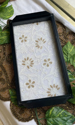 Load image into Gallery viewer, Handcrafted Chikankari Tray with Two Coasters – Wooden Frame - HONC0269377
