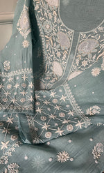 Load image into Gallery viewer, Women's Lakhnavi Handcrafted Mul Chanderi Semi - Stitched Kurta And Dupatta Set - HONC0330158