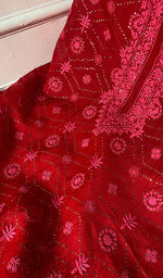 Load image into Gallery viewer, Rubi Women's Lakhnavi Handcrafted Pure Organza Chikankari Unstitched Kurta And Dupatta Set- HONC0351784