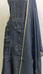 Load image into Gallery viewer, Women&#39;s Lakhnavi Handcrafted Chanderi Silk Chikankari Full Suit Material - HONC054264
