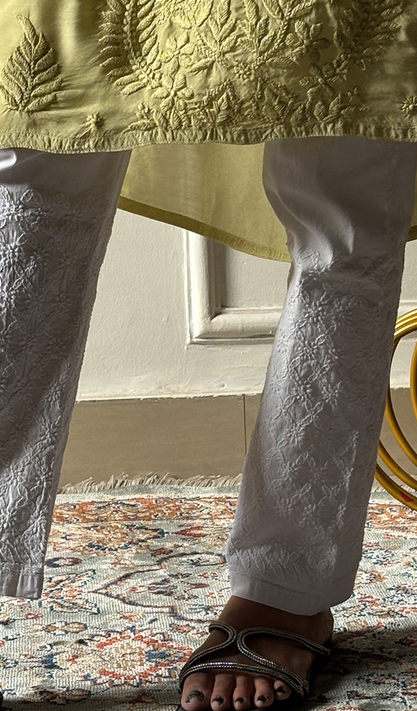 Women's Lucknowi Handcrafted Cotton Chikankari Pant - HONC0346714