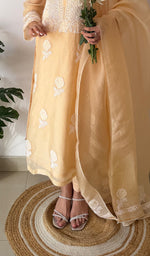 将图像加载到图库查看器中， Rose Women's Lucknowi Handcrafted Pure Organza Silk Stitched Chikankari Kurta, Dupatta With Pant Set- HONC0339014