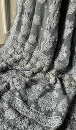 将图像加载到图库查看器中， Samaira Women&#39;s Lucknowi Handcrafted Faux-Georgette Chikankari Saree - HONC02228958
