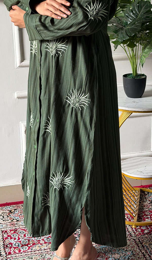 Vaishali Women's Lucknowi Handcrafted Cotton Chikankari Long Dress - HONC0341100