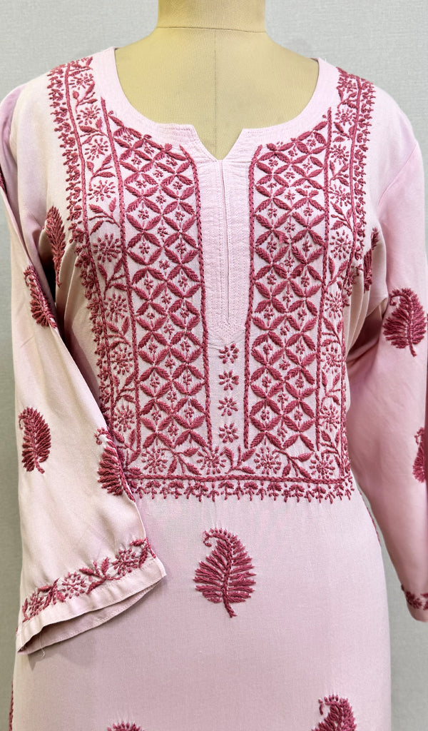 Women's Lucknowi Handcrafted Modal Cotton Chikankari Kurti - HONC0234371