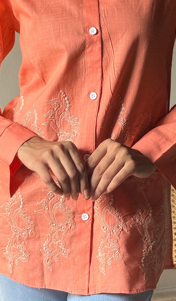 Women's Lakhnavi Handcrafted Cotton Chikankari Top - HONC030384